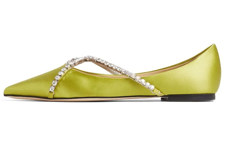 (Women) Jimmy Choo Genevi Flat Pointed Toe Casual Flats Green GENEVIFLATBGH Green.
