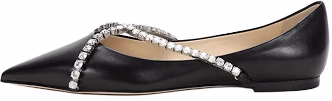 (Women) Jimmy Choo Genevi Leather Pointed Toe Flats Black Casual Shoes GENEVIFLATYAY Black (Women) Jimmy Choo Genevi Leather Pointed Toe Flats Black Casual Shoes GENEVIFLATYAY Black