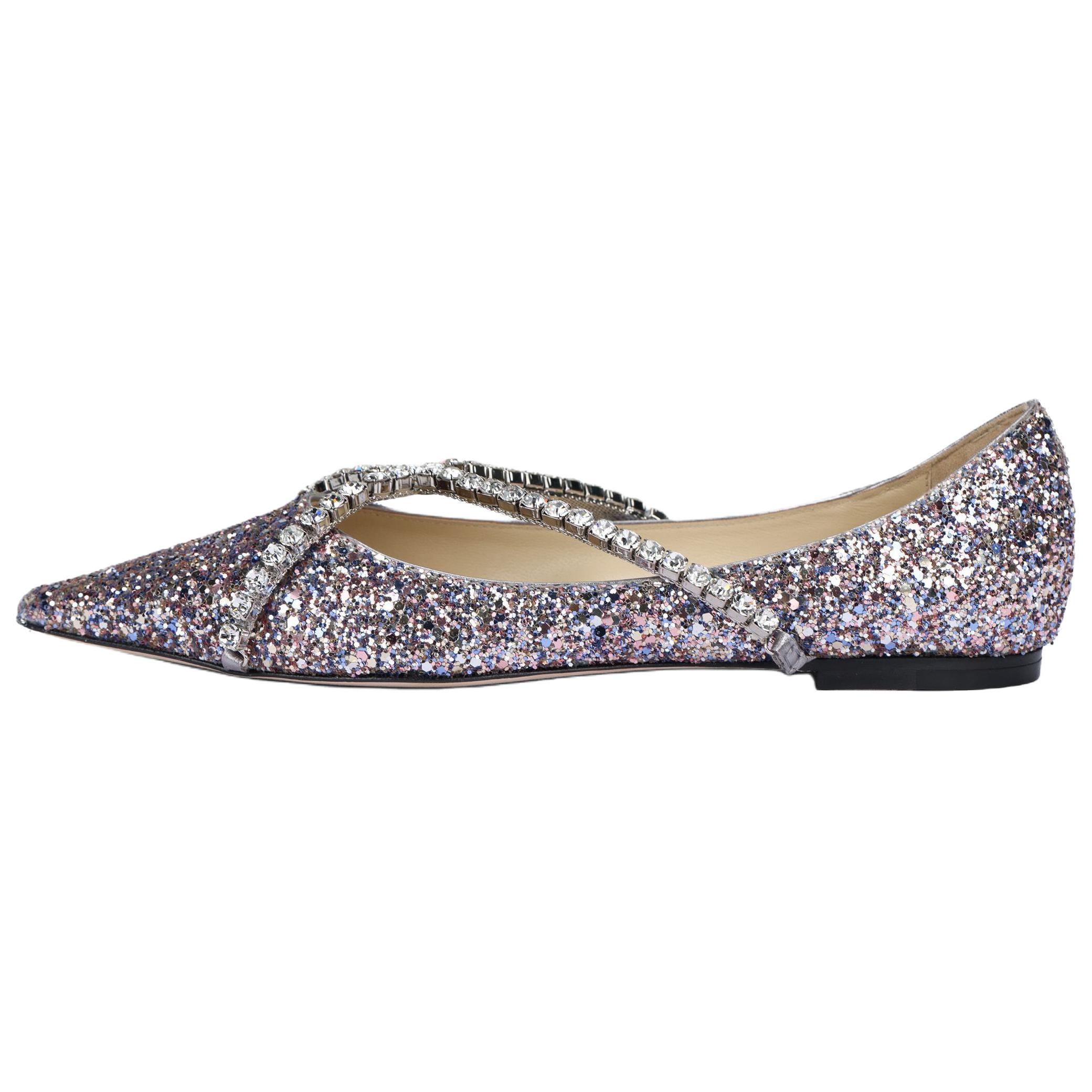 (Women) Jimmy Choo Genevi Pointed Slip-On Flats Pastel Purple GENEVIFLATCGJ Light Purple