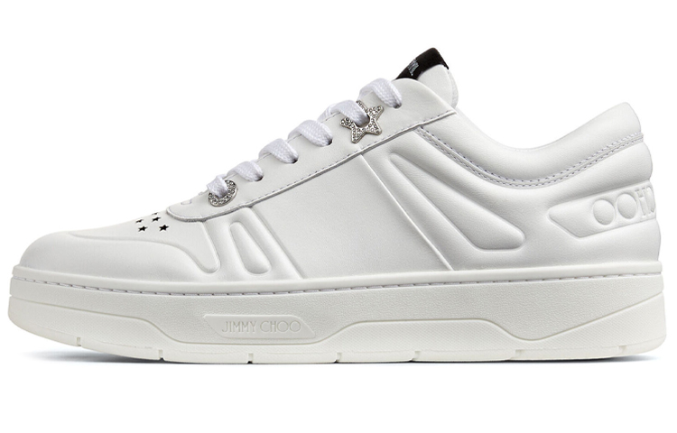 (Women) Jimmy Choo Hawaii White Low-Top Stylish Casual Sneakers HAWAIIFCLF White Color