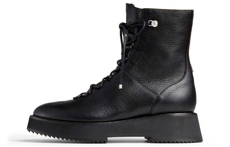 (Women) Jimmy Choo Haysley Flat 'Black Textured Leather Biker' HAYSLEYFLATGNL