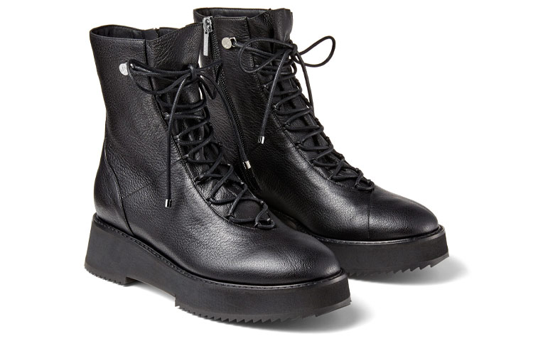 Order (W) Jimmy Choo Haysley Flat 'Cuero Texturado Negro Biker' HAYSLEYFLATGNL