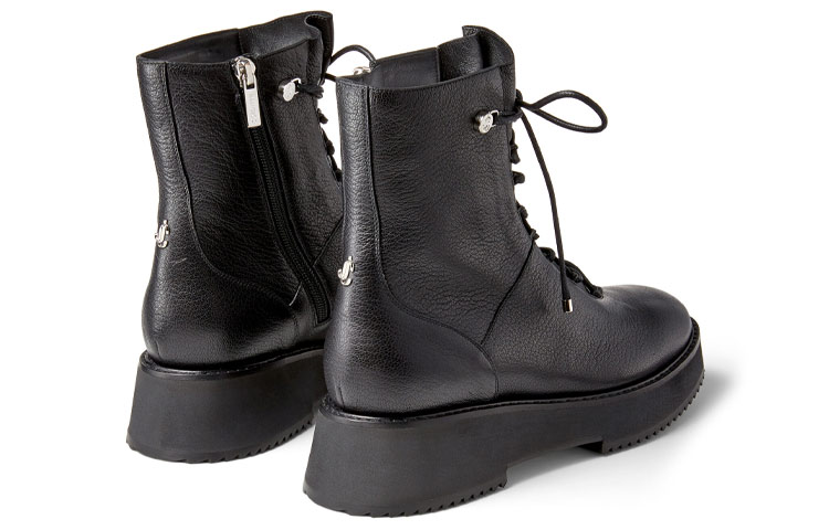 Lookbook (W) Jimmy Choo Haysley Flat 'Cuero Texturado Negro Biker' HAYSLEYFLATGNL