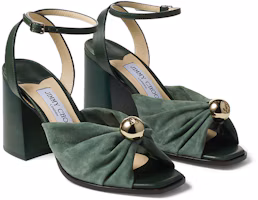 Order (W) Jimmy Choo Jasie 85 Sandal Hak Tinggi ''Dark Green Velvet'' JASIE85VXS