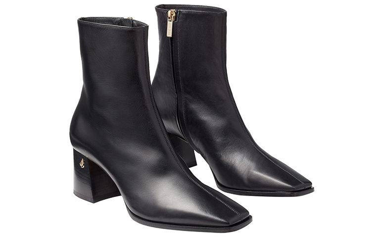 (W) Jimmy Choo JC Logo Embellished Grained Leather Block Heel Ankle Boot 'Black' 圖 2