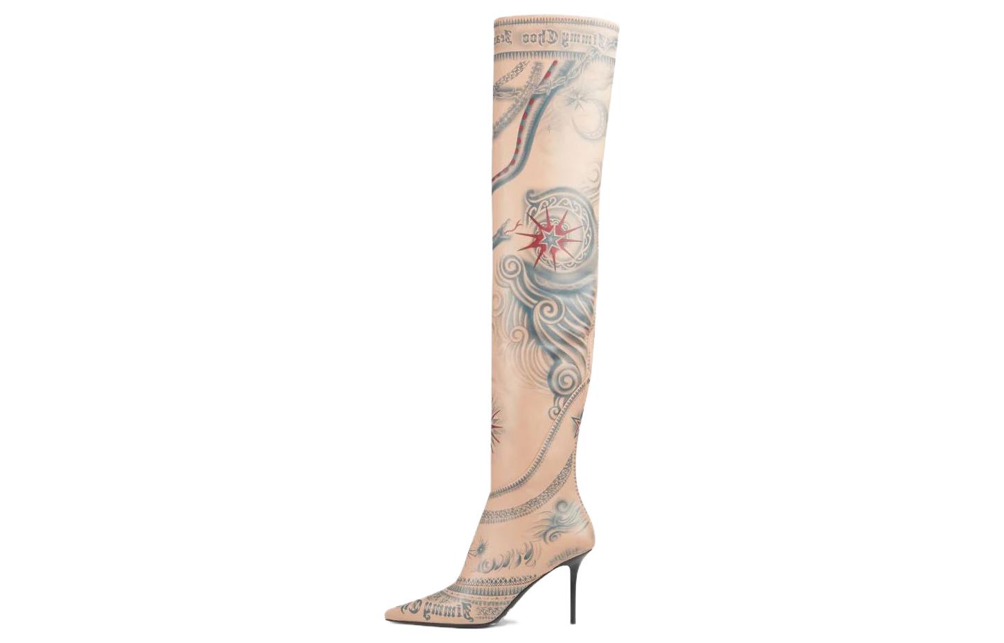 (Women) Jimmy Choo Jean Paul Gaultier x Leather Comfort Slip-On Over-The-Knee Boots 'Beige' JCXJPGOTKLVO020015