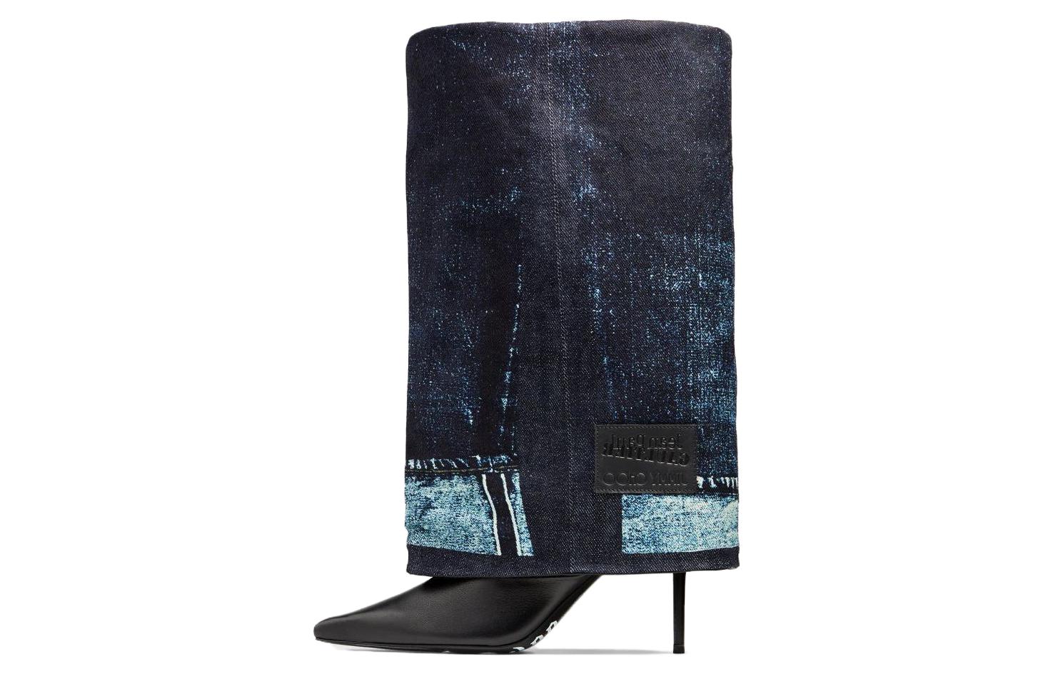 (Women) Jimmy Choo Jean Paul Gaultier x Leather Comfort Slip-On High Boot 'Blue' JCXJPGCUFFOTKNAJ0C8353