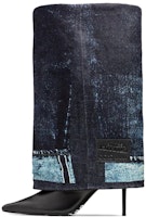 (Women) Jimmy Choo Jean Paul Gaultier x Leather Comfort Slip-On High Boot 'Blue' JCXJPGCUFFOTKNAJ0C8353 (Women) Jimmy Choo Jean Paul Gaultier x Leather Comfort Slip-On High Boot 'Blue' JCXJPGCUFFOTKNAJ0C8353