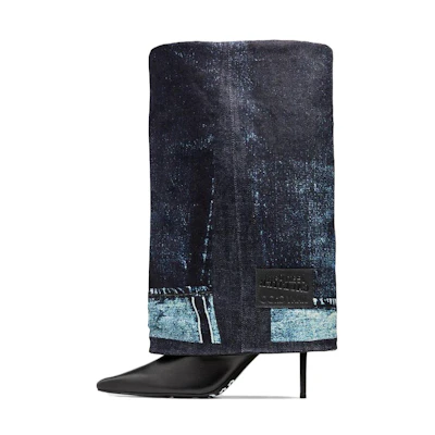 (W) Jimmy Choo Jean Paul Gaultier Leather CMFT Slip-On High Boot 'Blue'