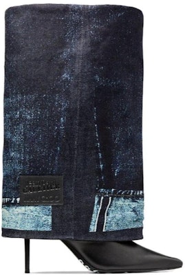 (W) ジミーチュウ ジャンポールゴルチエ レザーコンフォートスリップオンハイブーツ ''ブルー'' JCXJPGCUFFOTKNAJ0C8353 Order (W) ジミーチュウ ジャンポールゴルチエ レザーコンフォートスリップオンハイブーツ ''ブルー'' JCXJPGCUFFOTKNAJ0C8353