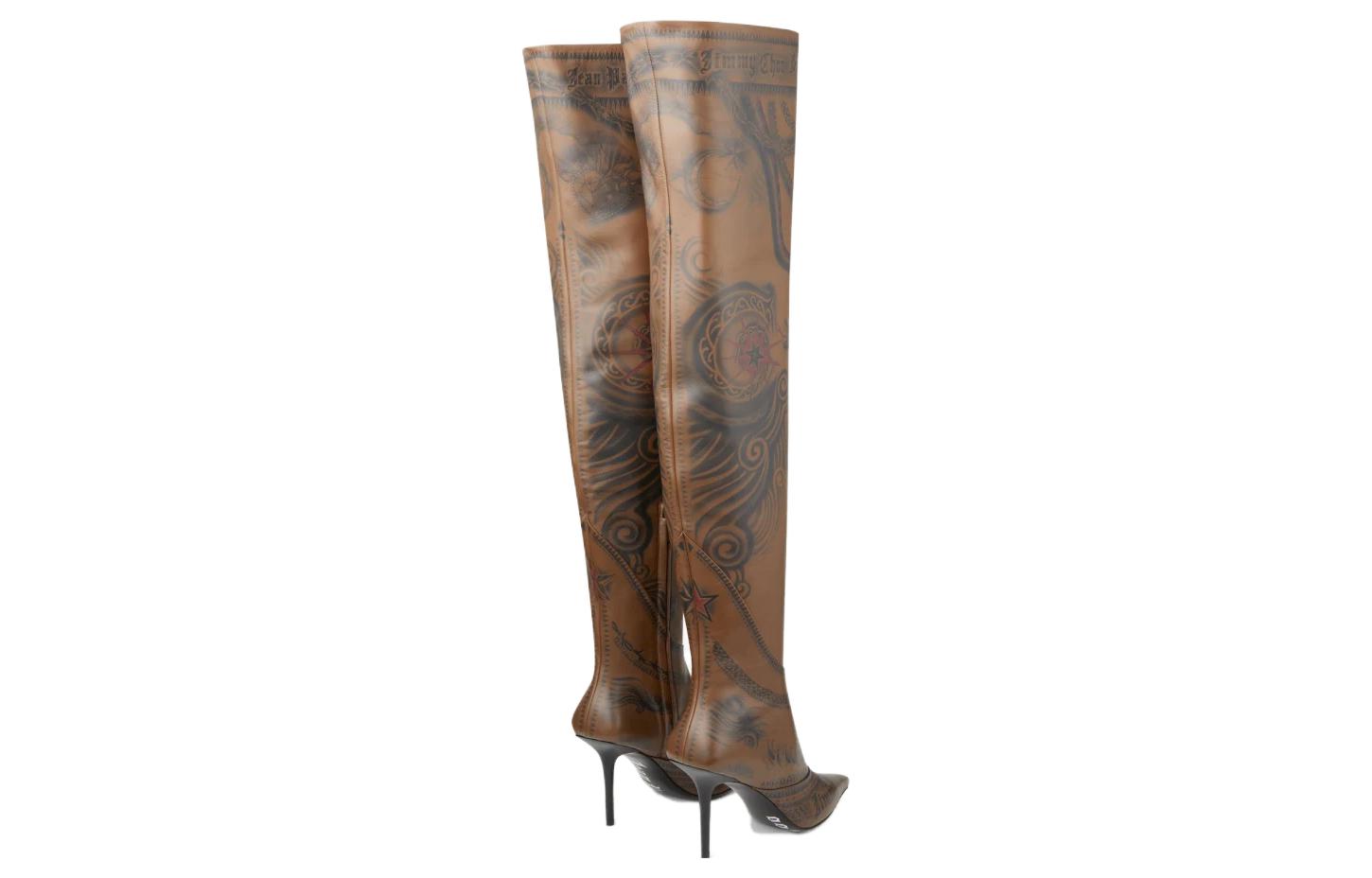 Shop (W) Jimmy Choo Jean Paul Gaultier x Boots Kulit Slip-On Over-the-Knee ''Coklat''. JCXJPGOTKLVO027052