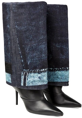 (W) ジミーチュウ ジャンポールゴルチエ レザーコンフォートスリップオンハイブーツ ''ブルー'' JCXJPGCUFFOTKNAJ0C8353 Shop (W) ジミーチュウ ジャンポールゴルチエ レザーコンフォートスリップオンハイブーツ ''ブルー'' JCXJPGCUFFOTKNAJ0C8353