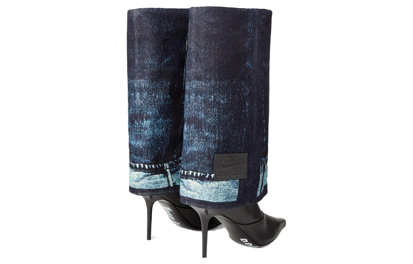 Purchase (W) ジミーチュウ ジャンポールゴルチエ レザーコンフォートスリップオンハイブーツ ''ブルー'' JCXJPGCUFFOTKNAJ0C8353