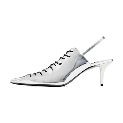 (W) Jimmy Choo Jean Paul Gaultier Leather High Heels 'Silver'