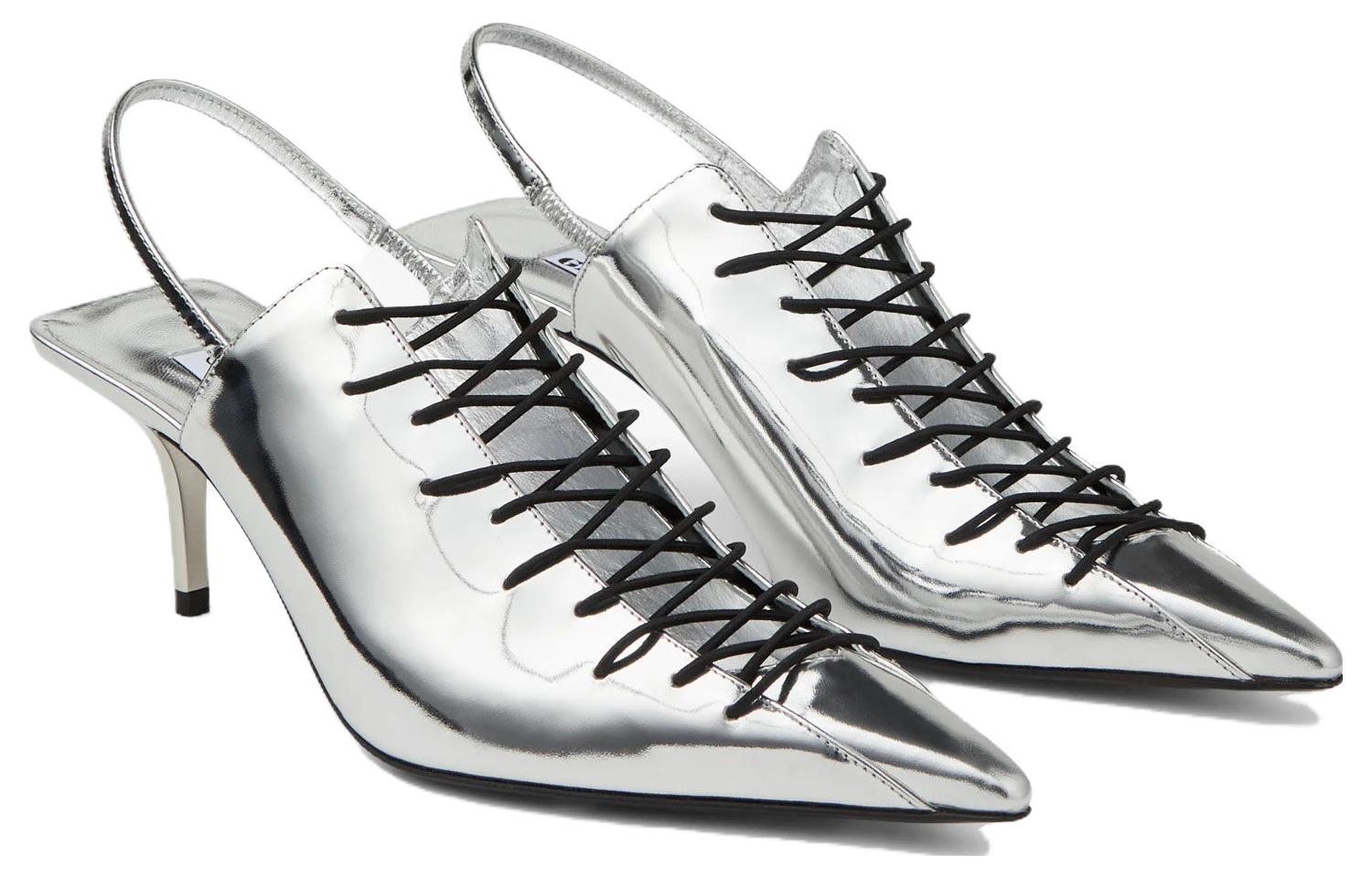 (W) Jimmy Choo Jean Paul Gaultier Leather High Heels 'Silver' 圖 2