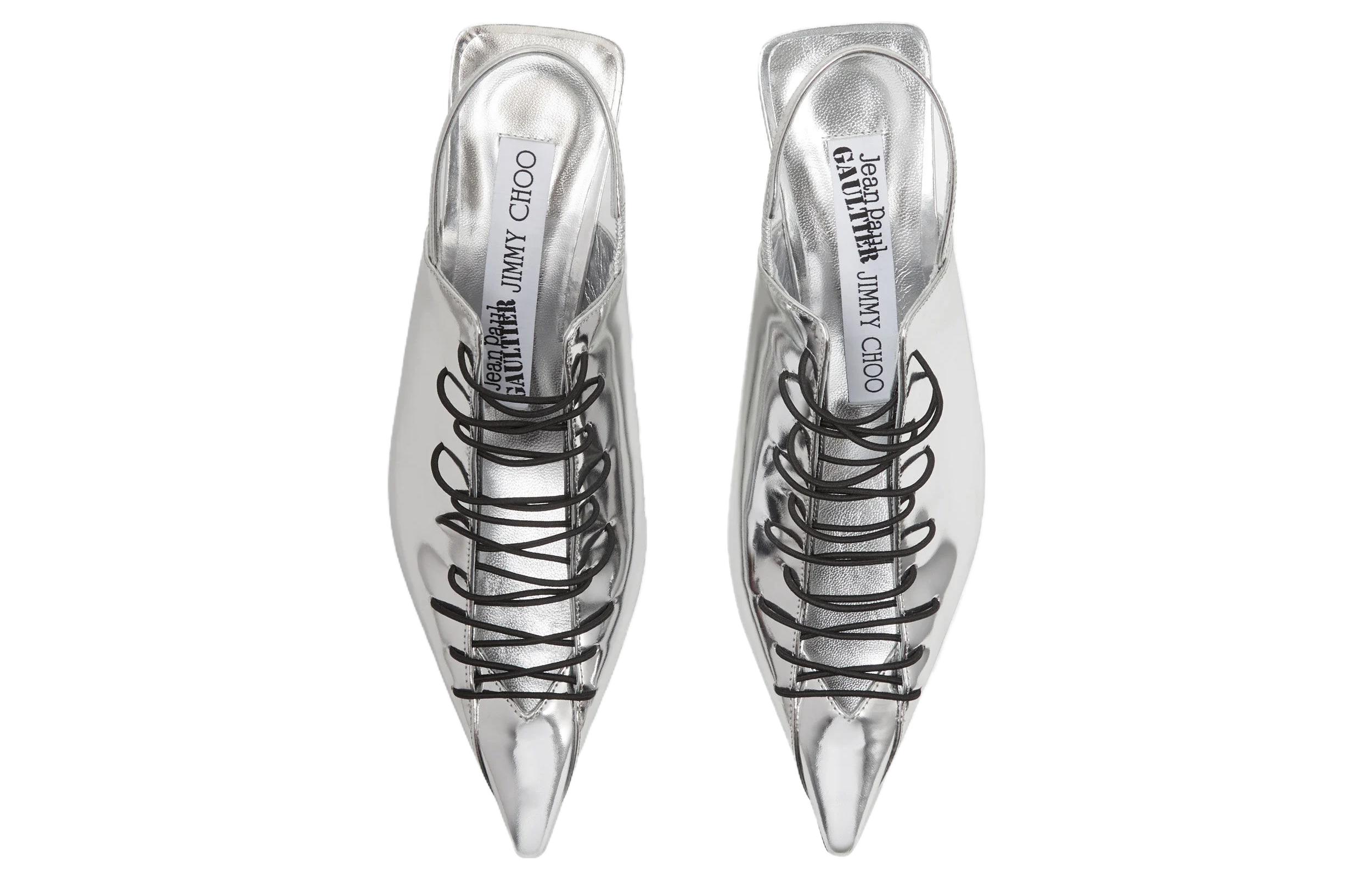 (W) Jimmy Choo Jean Paul Gaultier Leather High Heels 'Silver' 圖 4
