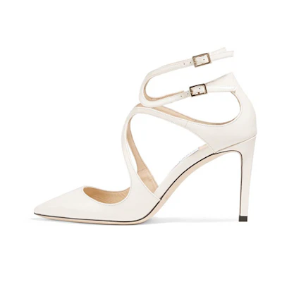 (W) Jimmy Choo Lancer 85 Pumps 'Patent White'