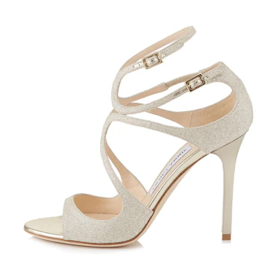 (W) Jimmy Choo Lang High Heels 'Glitter Fabric Silver'