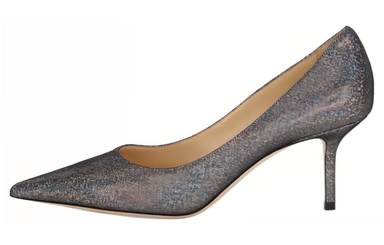 Buy (W) ジミーチュウ レザー カラーブロック グレーブロックヒール LOVE65CZWSILVER