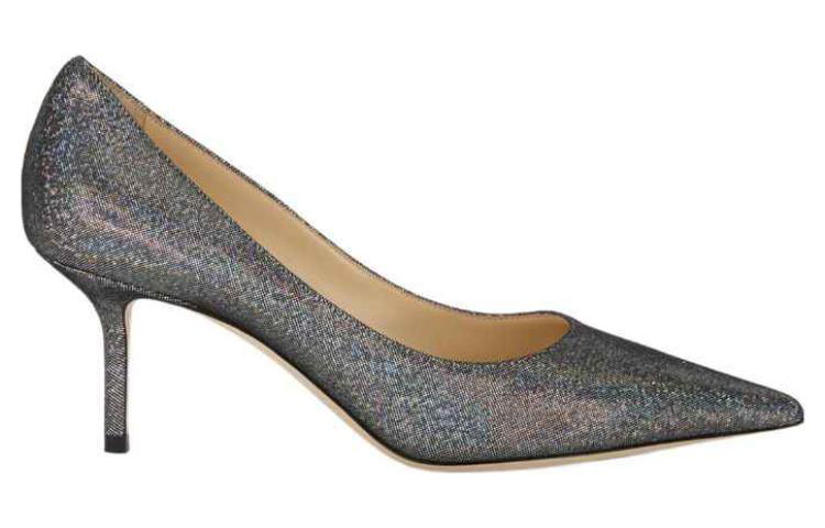 Order (W) ジミーチュウ レザー カラーブロック グレーブロックヒール LOVE65CZWSILVER