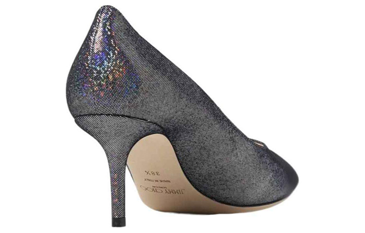 Shop (W) ジミーチュウ レザー カラーブロック グレーブロックヒール LOVE65CZWSILVER