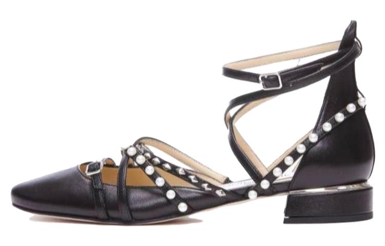 (W) Jimmy Choo Leather Pointed Toe Lace-Up 'Black'