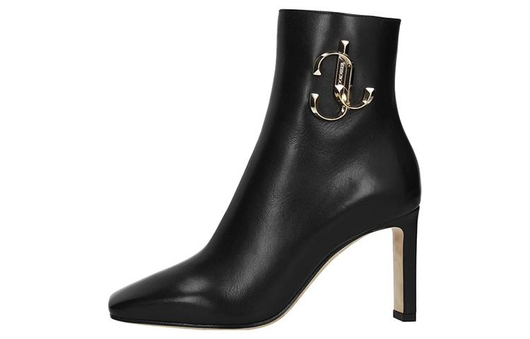 (Women) Jimmy Choo Leather Round-Toe Zip Boots 'Black' MINORI85CLFBLACK