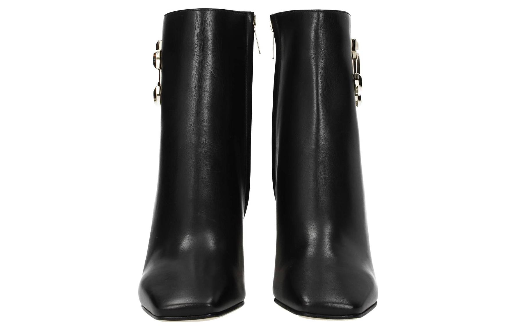 Lookbook (W) 지미 추 레더 라운드 토 지퍼 부츠 '블랙' MINORI85CLFBLACK