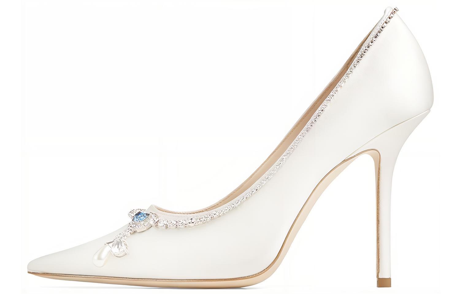 (Women) Jimmy Choo Love 100 'Ivory Satin Crystal Ankle Chain' LOVE100CNZ