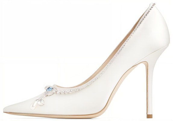 (Women) Jimmy Choo Love 100 'Ivory Satin Crystal Ankle Chain' LOVE100CNZ Buy (Women) Jimmy Choo Love 100 'Ivory Satin Crystal Ankle Chain' LOVE100CNZ