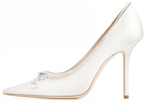 (Women) Jimmy Choo Love 100 'Ivory Satin Crystal Ankle Chain' LOVE100CNZ (Women) Jimmy Choo Love 100 'Ivory Satin Crystal Ankle Chain' LOVE100CNZ