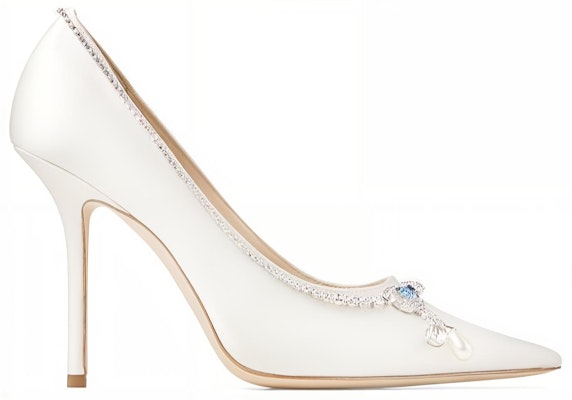 (Women) Jimmy Choo Love 100 'Ivory Satin Crystal Ankle Chain' LOVE100CNZ Order (Women) Jimmy Choo Love 100 'Ivory Satin Crystal Ankle Chain' LOVE100CNZ