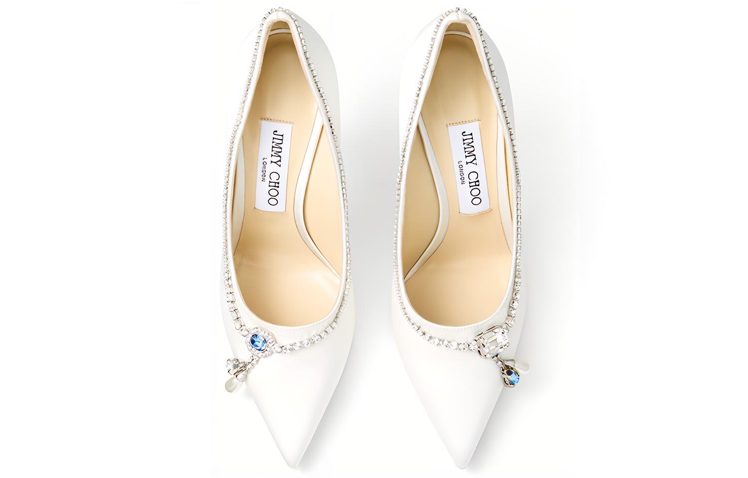 Shop (W) Jimmy Choo Love 100 'Cadena Cristal Satén Marfil Tobillo' LOVE100CNZ