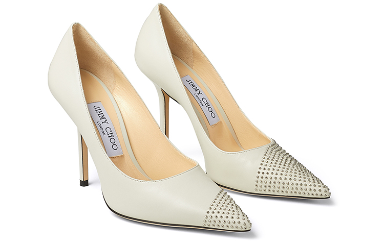 Order (W) Jimmy Choo Love 100 ''拿铁色柔软迷你铆钉高跟鞋'' LOVE100XNS0C7368