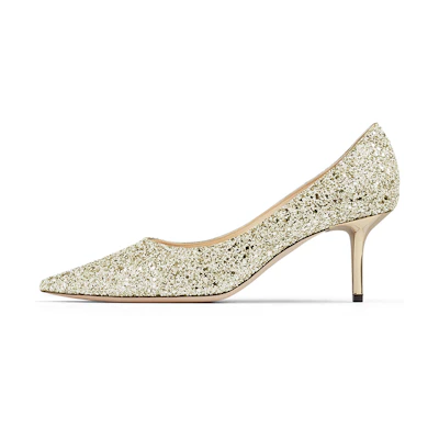 (W) Jimmy Choo Love 65 'Dazzling Glitter Fabric Silver Sand'