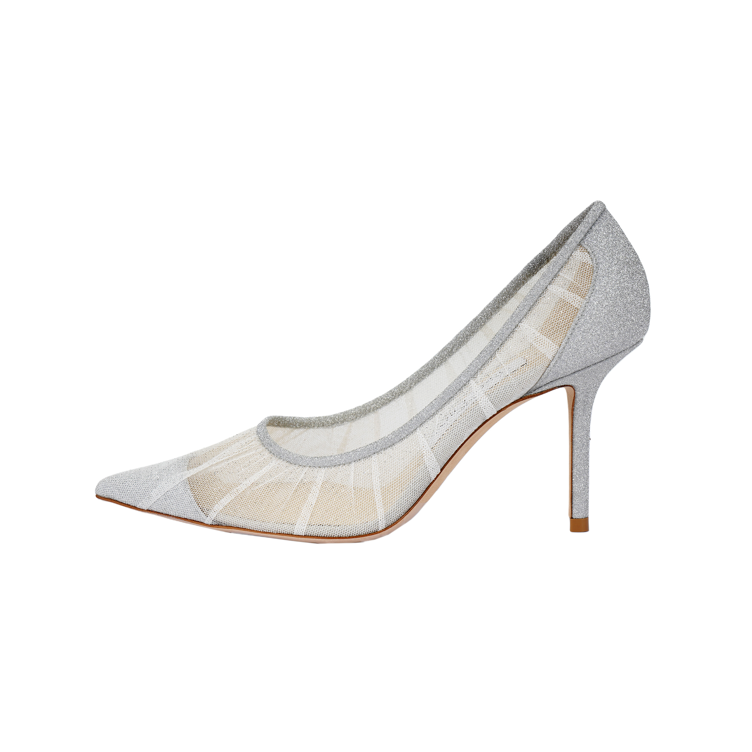 (Women) Jimmy Choo LOVE 85 Metallic Sequin Stiletto Heels Ivory White - LOVE85TFG White