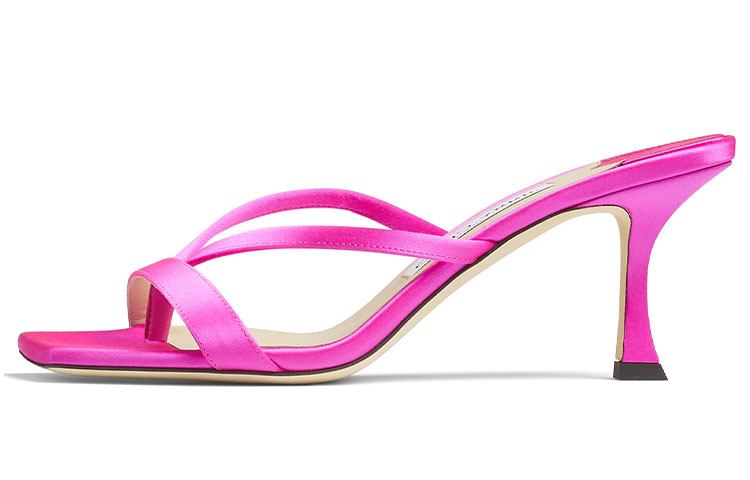 (Women) Jimmy Choo Maelie 70 Satin Open-Toe Mules Sandals Women - Pink MAELIE70SAT Pink Peach Color