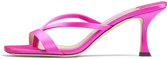 (Women) Jimmy Choo Maelie 70 Satin Open-Toe Mules Sandals Women - Pink MAELIE70SAT Pink Peach Color (Women) Jimmy Choo Maelie 70 Satin Open-Toe Mules Sandals Women - Pink MAELIE70SAT Pink Peach Color