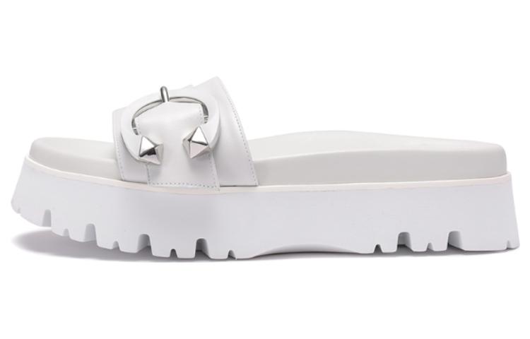 (Women) Jimmy Choo Maiti Leather Platform Slide Sandals White 5.5cm MAITIFLATNMQ White