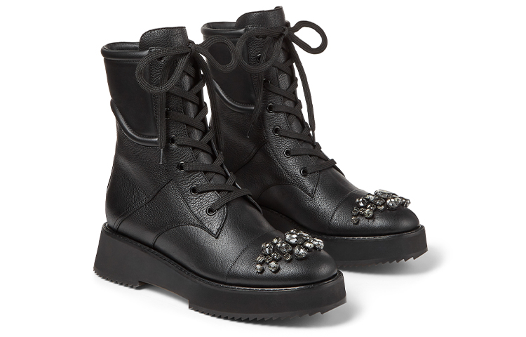 Order (W) Botas Jimmy Choo Martin 'Cuero Granulado Negro' HADLEYFLATYAS0C6123