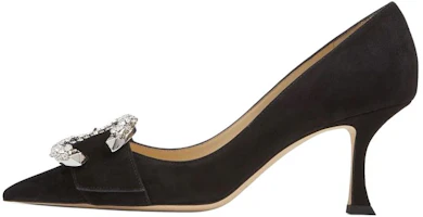 (Women) Jimmy Choo Melva Black 7cm Crystal Buckle Pointed Toe Heels for Women MELVA70UCB Black Color (Women) Jimmy Choo Melva Black 7cm Crystal Buckle Pointed Toe Heels for Women MELVA70UCB Black Color