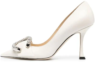 (Women) Jimmy Choo Melva White Leather Crystal Buckle Stiletto Heels 9cm . MELVA90AYU White Color (Women) Jimmy Choo Melva White Leather Crystal Buckle Stiletto Heels 9cm . MELVA90AYU White Color