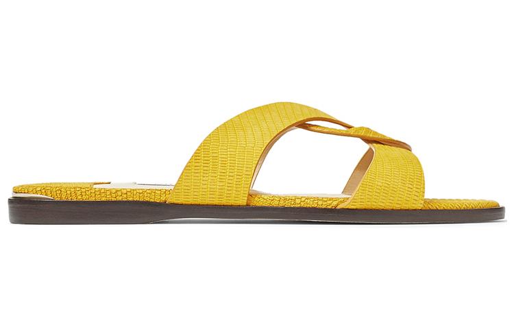 Order (W) Jimmy Choo 牛巴革拖鞋 ''黄色皮革'' ATIAFLATNUL