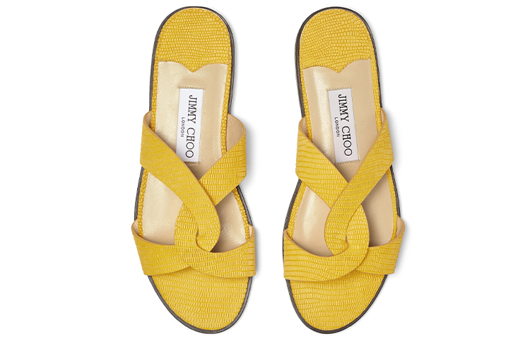 Shop (W) Jimmy Choo 牛巴革拖鞋 ''黄色皮革'' ATIAFLATNUL