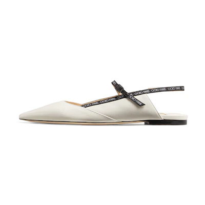 (W) Jimmy Choo Ree Flat 'Milk White Patent Leather'
