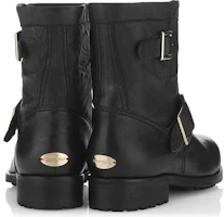 Shop (W) Jimmy Choo 黑色皮革騎士靴 YOUTHBKU010003