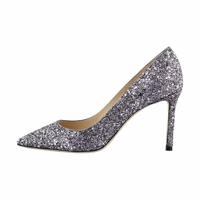 (W) Jimmy Choo Romy 85 'Silver Star Glitter'