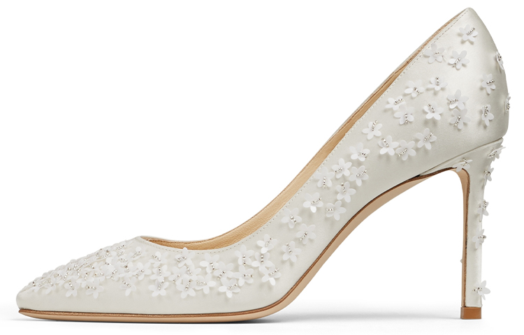 (Women) Jimmy Choo Romy 85 High Heels 'White Floral' ROMY85YDB