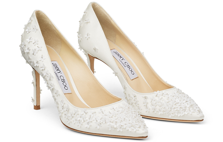 Order (W) Jimmy Choo Romy 85 Tumit Tinggi ''Bunga Putih'' ROMY85YDB