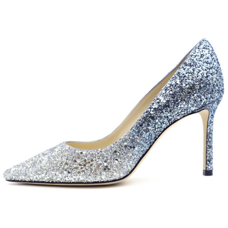 (Women) Jimmy Choo ROMY 85 Silver Blue Stylish Comfortable High Heels ROMY85BRE Silver Blue